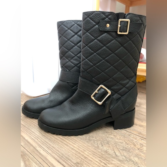 White House Black Market Shoes - White House Black Market Quilted Black Moto Boots